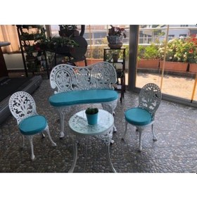 Resim Bank+Küçük Sandalye 2 Adet Tabure Güllü Sehpa 