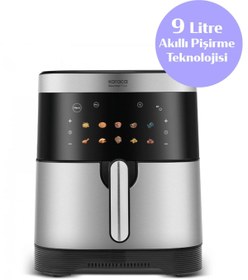 Resim Karaca 9 LİTRE XXXL 10 Farklı pişirme fonksiyon Akıllı Dokunmatik Ekran Geniş Hazne İNOX Gövde Airfryer 