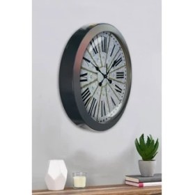 Resim Bahat Salon Ofis Duvar Saati Gri Metal Çerçeve 36 cm 