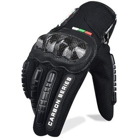 Resim Siyah Motosiklet Eldiveni Dokunmatik Ekran Tam Parmak Nefes Alabilir Su Geçirmez M/l/xl/xxl 