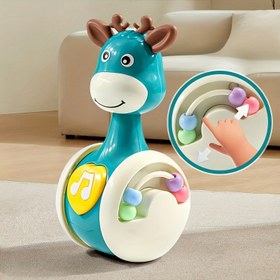 Resim Renkli Karikatür Zürafa Sallanma Oyuncağı - Okul Öncesi Çocuklar İçin Etkileşimli Eğitim Hediyesi, Duyusal Gelişimi Teşvik Eden Dayanıklı Oyuncak, Doğum Günleri İçin Mükemmel 