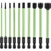 Resim Fortunelane S2 Fosfat Siyah İç Hexagonal Tornavida Ucu - Güçlü Manyetik & Pas Koruyucu, 100l Adet, Yeşil Deri Kılıf Seti 