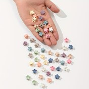 Resim 30 Adet Mini Çiçek Saç Tüller Seti, Şirin Plastik Saç Aksesuarları, Moda Katı Renk Saç Dekorasyonu Kadınlar ve Kızlar İçin, Bireysel Parçalar, Çeşitli Şeker Renkleri 