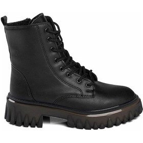 Resim Kadın Şeffaf Taban Bağcıklı Fermuarlı Postal Bot - Siyah - 39 Siyah 