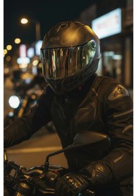 Resim Gıvı 50.x Bones Siyah 1 Renkli 1 Şeffaf Vizörlü Motosiklet Kask Gold Vizör + Şeffaf 