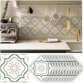 Resim 12 adet Fransız Çiçek Desenli Duvar Stickerı Seti, Banyo Fayans Zemin ve Kaymaz Çiçekli Tuğla Sticker Mutfak Arka Plan Yenileme için Kalınlaştırılmış Dekoratif Duvar Stickerı Çıkarılabilir Duvar Stickerı KTS101 