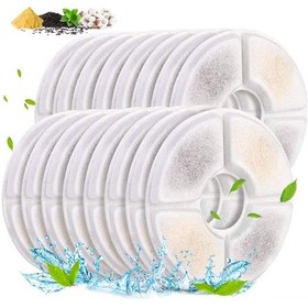Resim Leezsing Evcil Hayvan Su Deposu Filtresi - Pamuk+aktif Karbon+reçine, 16 Adet Dairesel 12.5x12.5x0.5cm , Su Temizliği İçin Değiştirilebilir 
