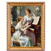 Resim Elegant Piyano Elmas Boyama Kiti - 30x40cm/11.8x15.8inches, Tam Yuvarlak Delme Sanatı, Antika Viktorya Tarzı Mozaik Duvar Süsü, DIY Ev Dekorasyonu, Elmas Sanatı 
