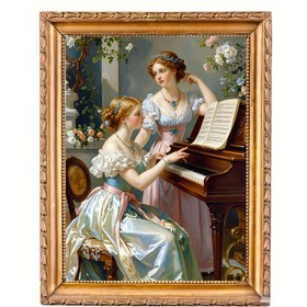 Resim Elegant Piyano Elmas Boyama Kiti - 30x40cm/11.8x15.8inches, Tam Yuvarlak Delme Sanatı, Antika Viktorya Tarzı Mozaik Duvar Süsü, DIY Ev Dekorasyonu, Elmas Sanatı 