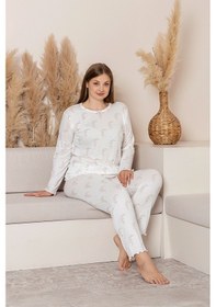 Resim Nisanca Uzun Kollu Büyük Beden Kadın Pijama Takımı- Çiçek Desenli Pijama - Pinterest Basic Kadın Pijama Pembe 