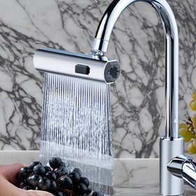 Resim 1 adet Evrensel Çok Fonksiyonlu Musluk Adaptörü - Üç Hızlı Şelale Akışı, Banyo Lavabosu ve Mutfak Lavabosu için Uygun, Dayanıklı Plastik, Kolay Kurulum, Su Tasarrufu ve Alan Tasarrufu Ev Gerekliliği, Mutfak Lavabosu Aksesuarı, Modern Estetik, Yüksek Kaliteli Plastik 