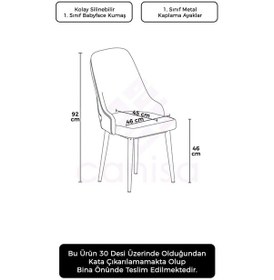 Resim Canisa Krax Serisi, 1.sınıf Babyface Kumaş Mutfak Sandalyesi, Gold Metal Ayak, 6 Adet Lacivert Sandalye Sandalye Lacivert Ayaklar Gold 