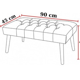 Resim Azra Mobilya Modern Keten Kumaş Puf Bench 90x45 Cm Demonte Ahşap Ayaklı Oturma Pufu - Koyu Gri Koyu Gri 
