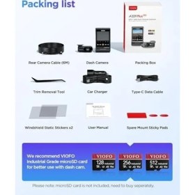 Resim Uray Home A229 Plus 3 Kameralı Ön-Iç-Arka 2K+2K+1080P Hdr Starvis 2 Wifi Gps’li Araç Kamerası 