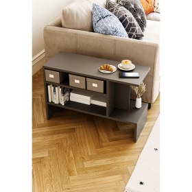 Resim Hofga Sümela Raflı Yan Sehpa - Gazetelik, Dergilik, Kitaplık Antrasit 