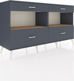 Resim Hyperion Konsol 2 Raflı 4 Çekmeceli 176x44x99 Antrasit-çam/antra Antrasit-çam/antrasit 