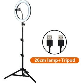 Resim Renksan 26 cm LED Selfie Halka Işık – 3 Renk Seçeneği, Kademesiz Karartma, USB Bağlantı, Tüm Akıllı Telefonlarla Uyumlu 
