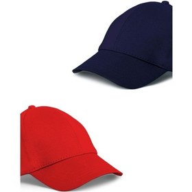 Resim Unisex Kırmızı Ve Lacivert Rengi 2'li Beyzbol Şapka Seti - Unisex Kırmızı - Lacivert 