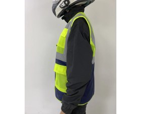 Resim KKDAVM Motosiklet Yüksek Görünümlü Yelek Reflektörlü Fermuarlı Reflektik Motorcu Yelek Yeni Yasaya Uygun 