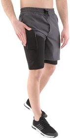 Resim Ghassy Co. Erkek Running Hızlı Kuruma Micropolyester Arka Fermuar Cepli Ve Havlu Halkalı Antrenman Futbol Fitness Kısa Taytlı Şort 