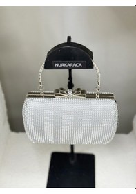 Resim Nurkaraca 25y4431 Fiyonk Detaylı Sıra Taşlı Kasalı Abiye Çanta Kadın 18x12cm 