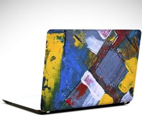 Resim Sarı Beyaz Mavi Soyut Laptop Sticker 15.6 inch (38X27CM) 