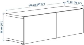 Resim Raf ünitesi, venge-siyah-füme cam, 120x40x38 cm, GLASSVIK 