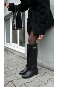 Resim FUNDA AKIN Mi Luz Binici Model Toka Detaylı Siyah Çizme 