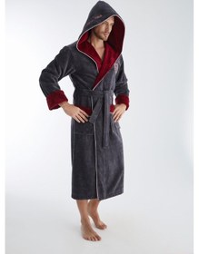 Resim Arena Nakış Triga Bukle Bambu Cotton Erkek Bornoz Antrasit 