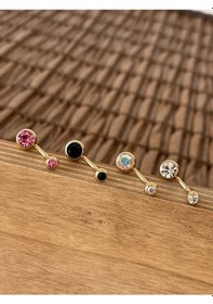 Resim Yüksek Kalite G23 Titanium Parlak Top Taşlı Titanyum Göbek Piercingi Top 10mm Altın 