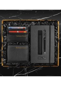 Resim Kişiye Özel Defter & Kişiye Özel Deri Kılıflı Touch Pen Kalem & Kişiye Özel Kartvizitlik & Kişiye Özel Cüzdan Hediye Seti 