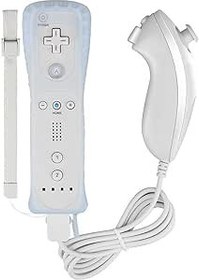 Resim Lyyes Wii, Wii uzaktan kumanda ve Nunchuck kumandaları için silikon kılıflı ve kayışlı uzaktan kumanda Wii ve Wii U için (beyaz) 