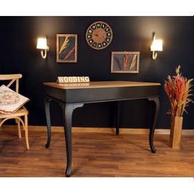 Resim Wooding-Mobilya Wooding 120 Cm Masif Siyah Naturel Yemek Masası 