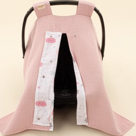 Resim Puset Örtüsü - Çift Taraflı - Pudra Muslin - Pembe Bulut 