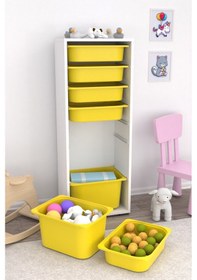 Resim Zola 7 Sepetli Dolap Oyuncak Dolabı Çok Amaçlı Sarı 