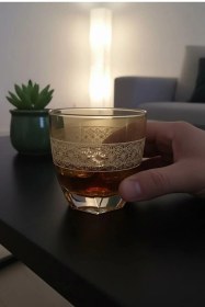 Resim Japon Yıldızı Köşeli Viski Bardağı 1 Adet %100 El Yapımı Özel Çizimli Koleksiyon Tasarım Şeffaf 