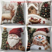 Resim 4'lü Noel Temalı Yastık Kılıfları, 45.01cm x 45.01cm, Fermuarlı Yumuşak Polyester Kumaş, Makinede Yıkanabilir, Oturma Odası için Dekoratif Yastık Kılıfları - Noel Baba, Kardan Adam ve Tatil Tasarımları, Noel Yatak Aksesuarı | Kış Manzarası Dekoru | Dayanıklı Fermuar Kapatma, Noel Yastık Kılıfları 