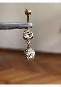 Resim Cerrahi Çelik Piercing Ful Taşlı Piercing Ful Taşlı Göbek Piercingi Gold 