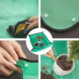 Resim 1 adet Yeniden Kullanılabilir ve Kolay Temizlenebilir Bahçe Dikim Çantası - Dış Mekan Nakliye ve Saksı Matı, Hafif Dokunmamış Kumaş, Yeşil, Toprak Sıçramalarından Koruyar, İç ve Dış Mekan Bahçeciliği için İdeal 