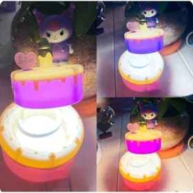 Resim Menuzer Doğum Günü Pastalı- Sevimli Karakterler- Kademeli LED Işıklı- Çocuk Gece -Masa Lambası 