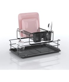 Resim Tekno-tel Iki Katlı Bulaşıklık Tabaklık Mat Siyah KB015 
