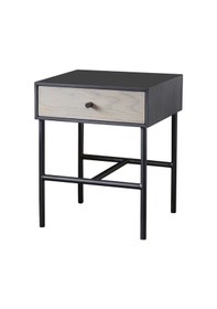 Resim Tia Siyah Metal&ahşap Yan Sehpa - Açık Kahve 