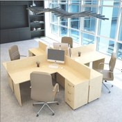 Resim Burovena Vena Nil L Workstation Dörtlü Çalışma Masa 318Cm X 296Cm X 115H 