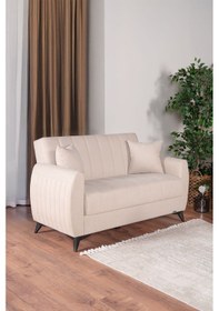 Resim Linda Iki Kişilik Kanepe Yüksek Ayaklı Krem Bej 