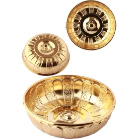 Resim Biterse Nostaljik Osmanlı Hanedan Demir Hamam Tası Altın Sarı Renk 20 cm 