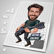 Resim Elektro Gitar Çalan Erkek Karikatürlü Puzzle 