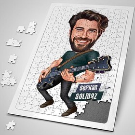 Resim Elektro Gitar Çalan Erkek Karikatürlü Puzzle 