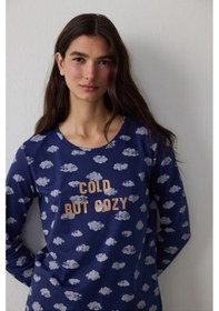 Resim Lacivert Cloudy Night Pantolon Pijama Takımı Lacıvert 