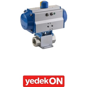 Resim Çift Etkili PNömatik Aktüatörlü Hidrolik 2 Yollu Küresel Vanalar (Zemine Sac Monteli) - Viton 