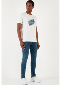 Resim Buratti Streç Pamuklu Slim Fit Normal Bel Dar Paça Jeans Erkek Kot Pantolon 1131S12Napoli Petrol 